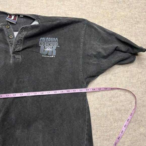 Vintage 1992 Colorado Rockies Grey Short Sleeve Henley Men's Size Large - Picture 7 of 8